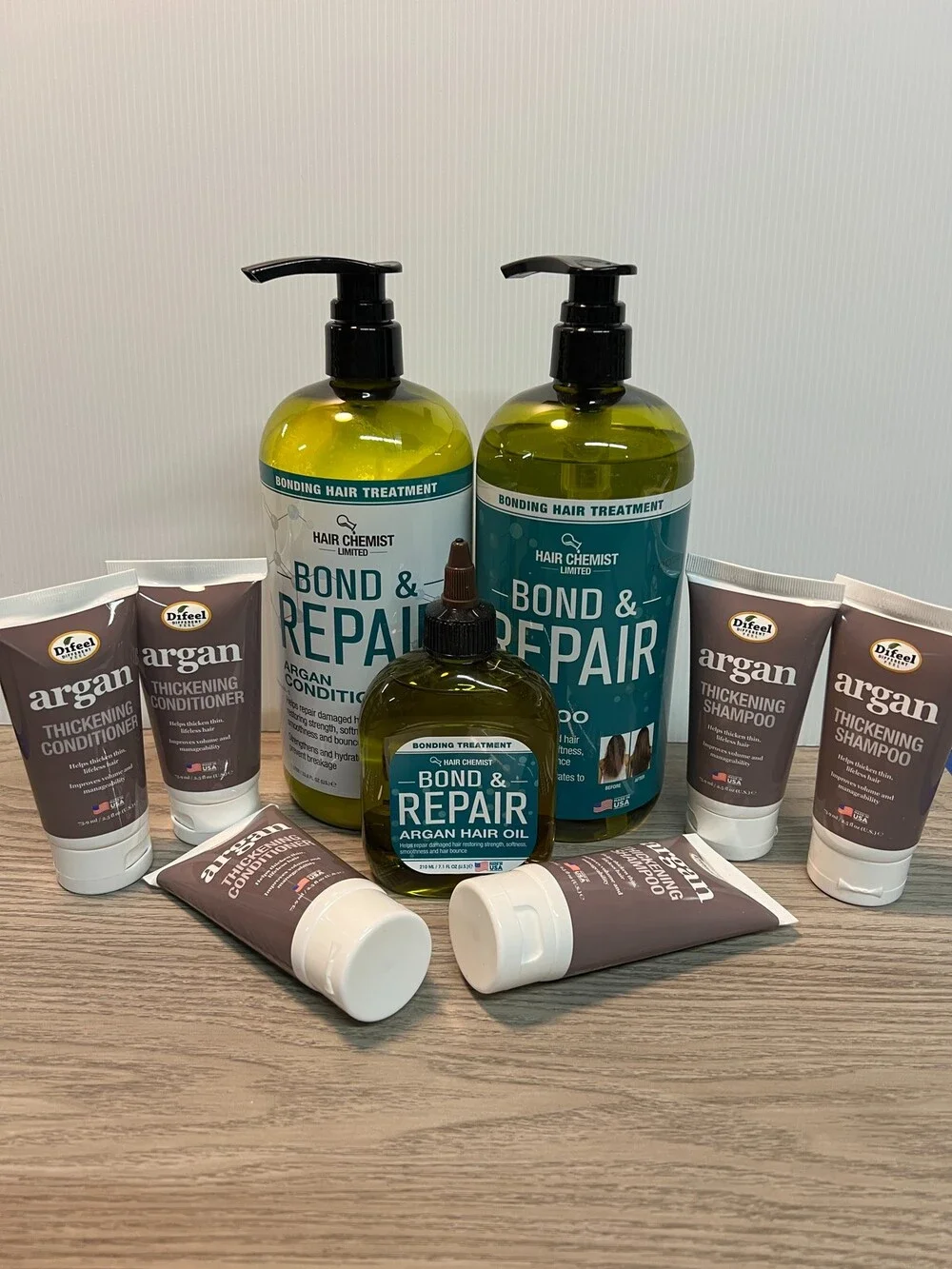 Hair Chemist Bond & Repair Argan Shampoo Conditioner Oil Set Hask Argan